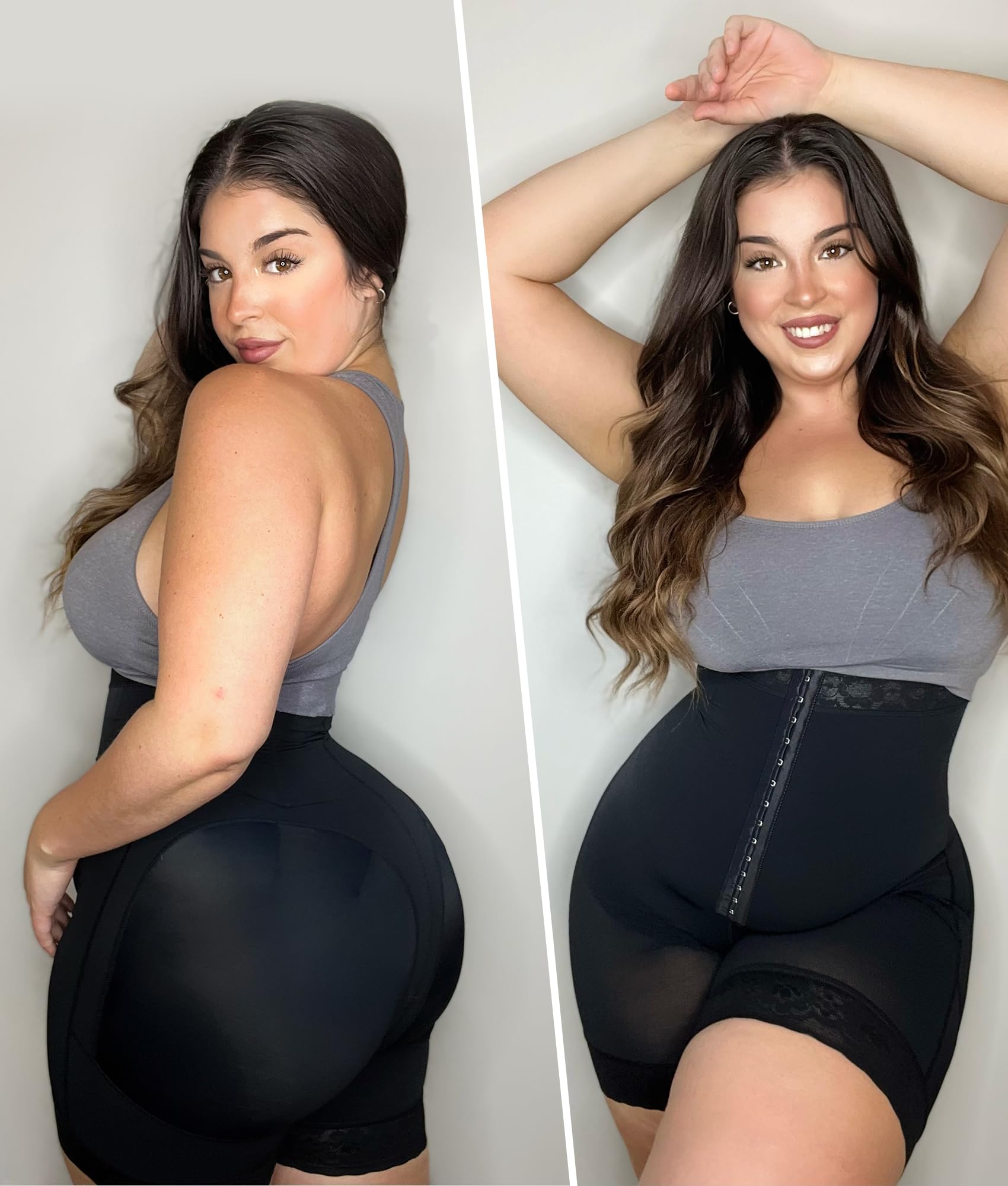 YIANNA Tummy Control Shapewear for Women Fajas Colombianas Body Shaper Shorts with Zipper Crotch